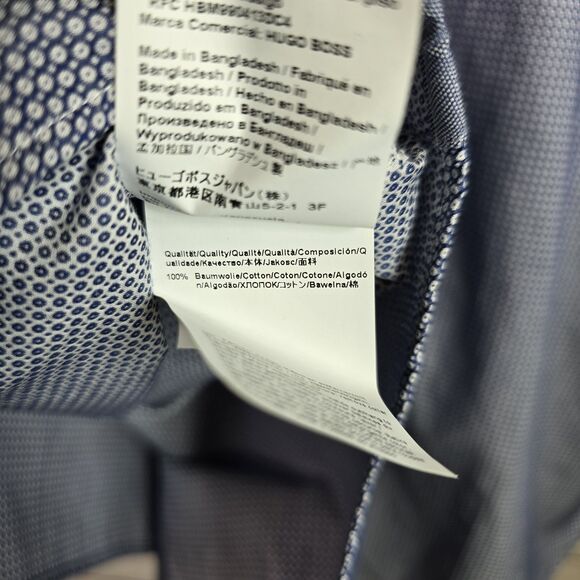 Boss Hugo Boss Geometric Mens Shirt Sz L Grey Regular Fit Button-Up Long Sleeve - Picture 6 of 10